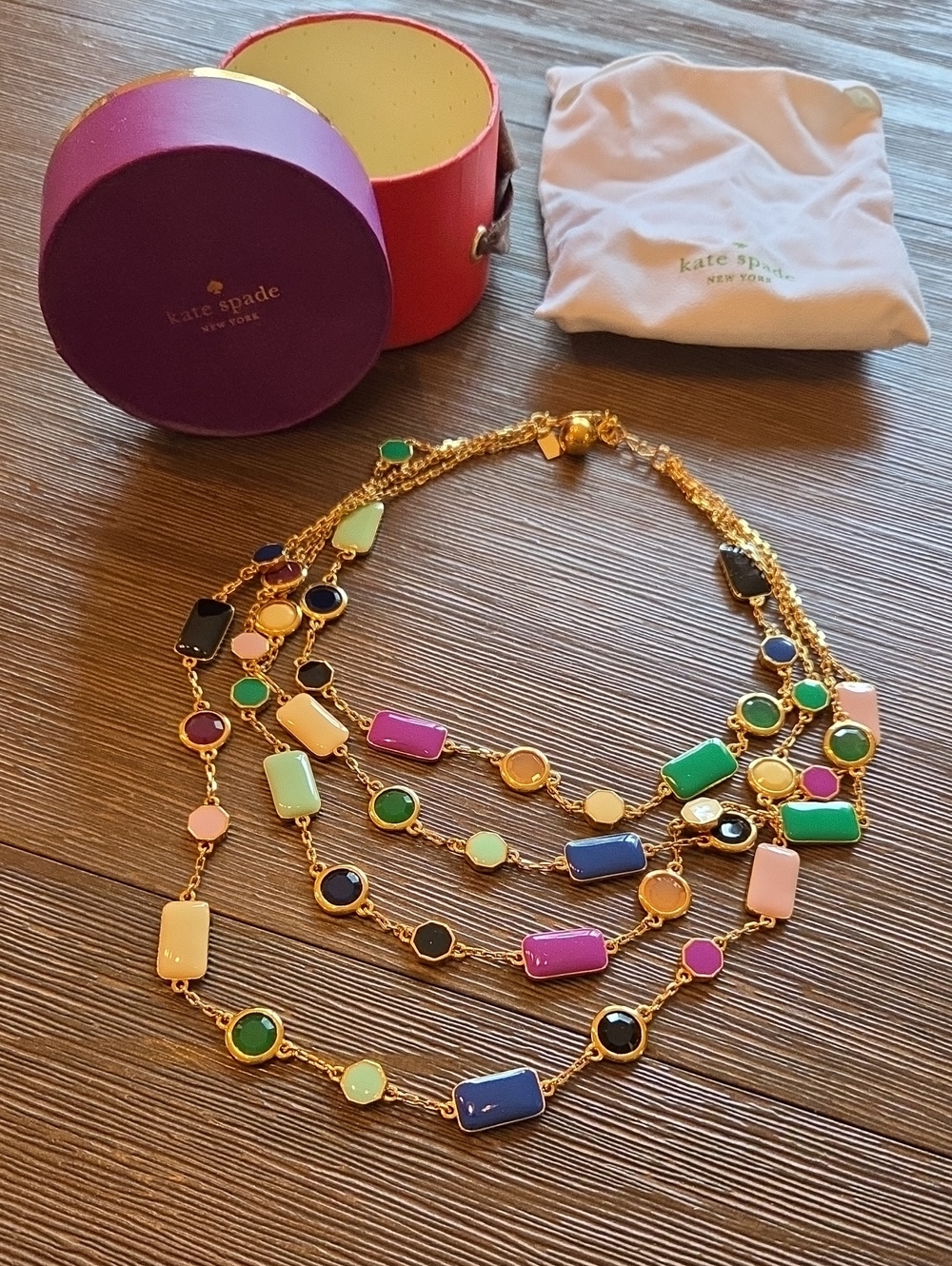 kate spade Multicolor Enamel Multi-Strand Necklace - Gold